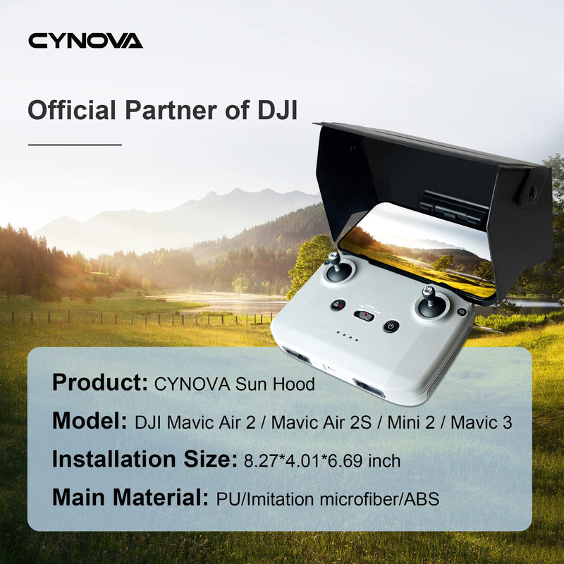 CYNOVA Sun Hood Sunshade for DJI Mavic 3/Mavic Air 2/ 2S, Controller Accessories DJI Mini 2 Sun Hood | Support 4.4-8.1inch Smartphone Screen| Drone Accessories Black