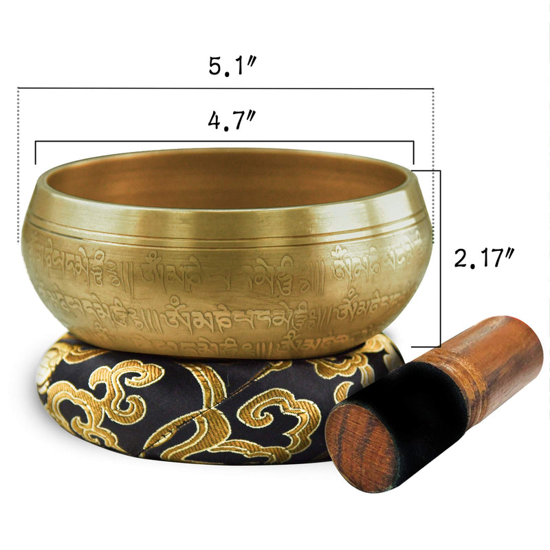 Soundance 4.7'' Tibetan Singing Bowl Set for Meditation Yoga Chakra Healing Relaxation Mindfulness Heart Peace, Handcrafted Metal Brass Bowls with Hammered Mallet Silk Cushion