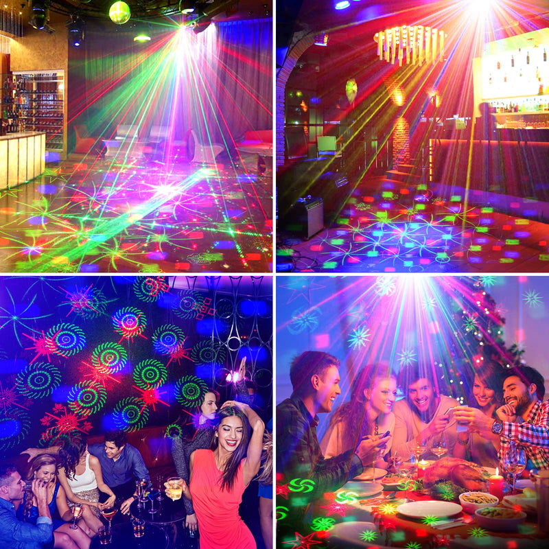 Disco Lights, Gvoo Sound Activated Mini Party Lights 5 Colours 60 Modes RGB Disco Ball Lights with Different Patterns and Timing Function for Holidays, Parties, Birthday and Christmas B