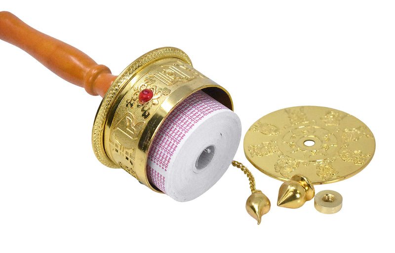 Hand Held Tibet Prayer Wheel – Tibetan Prayer Wheel Handheld Spinning Wheel with Dharma Wheel Om Mani Padme Hum for Gifts Nepal Decor by Mudra Crafts