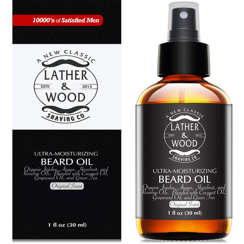 Ultra-Moisturizer Beard Oil For Men - Premium Blend - Spill-proof Pump - Original Scent is a Crisp Forest Ambience of Eucalyptus, Mint, and Lavender - Organic Hazelnut, Jojoba, Argan, Grapeseed Oils