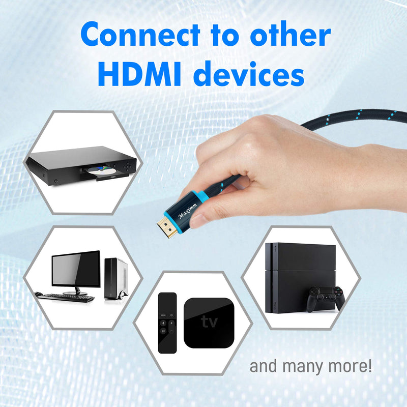 Maximm Hdmi Cable 4K 1 Foot (3 Pack) High Speed 18Gbps 2.0 Cables HDMI 2.0 Cable 4K@60Hz HDR, 3D, 2160P, 1080P, Ethernet, HDCP 2.2, ARC Braided HDMI Cord 1Ft, 3 Pack 1 Feet