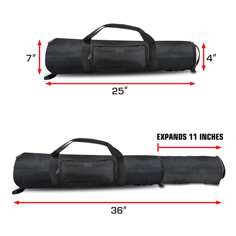 USA Gear Padded Tripod Case Bag - Holds Tripods from 21 to 35 inches - Adjustable Size Extension, Storage Pocket and Shoulder Strap for Professional Camera Accessories and Photo Carrying Needs (Black) Black