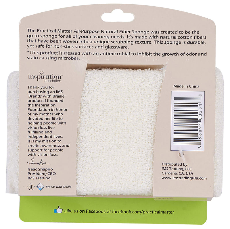 Practical Matter Organic Cotton Fiber All-Purpose Kitchen Sponge (Pack of 6) 6 Count (Pack of 1)