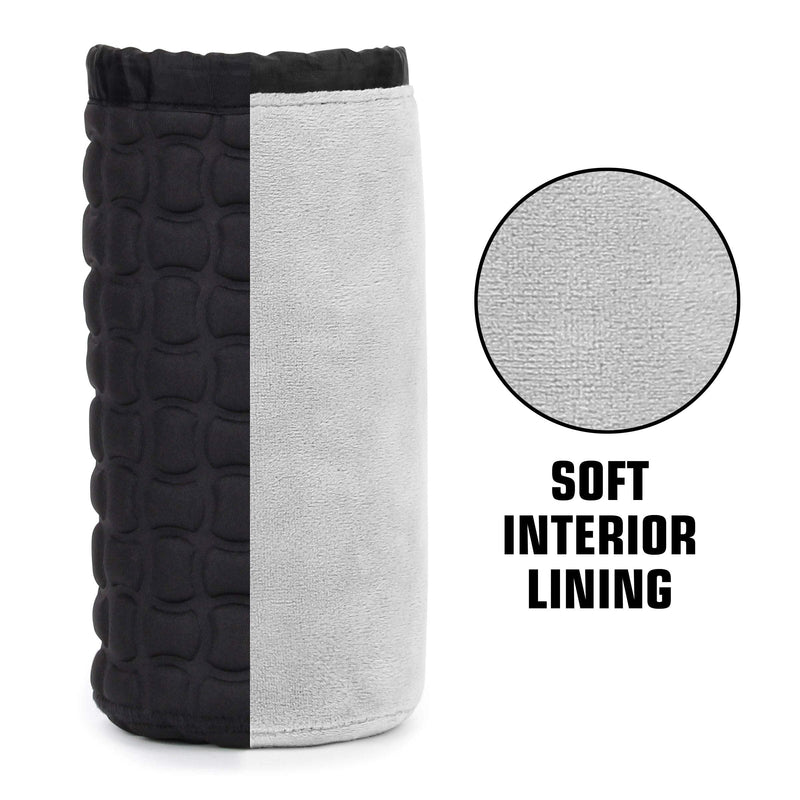 USA GEAR FlexARMOR-X Large Lens Case Pouch with Deluxe Padded Neoprene Protection - Holds Lens up to 70-300mm with Drawstring Opening, Built-in Carabiner Clip, Reinforced Belt Loop and Zippered Pocket Black and Gray