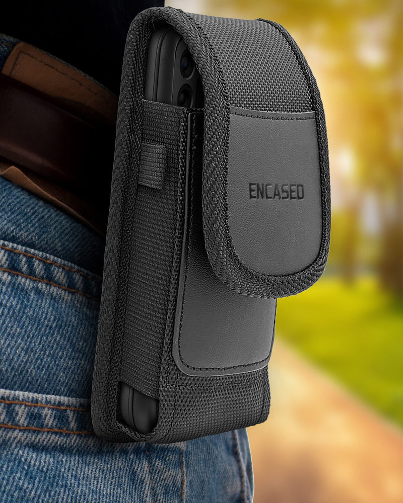 2-in-1 Encased Belt Pouch with Case for Galaxy S22 (Mil-Spec) Dual Layer Impact Cover with Ballistic Nylon Phone Holster Clip (Samsung S22 6.1" 5G)