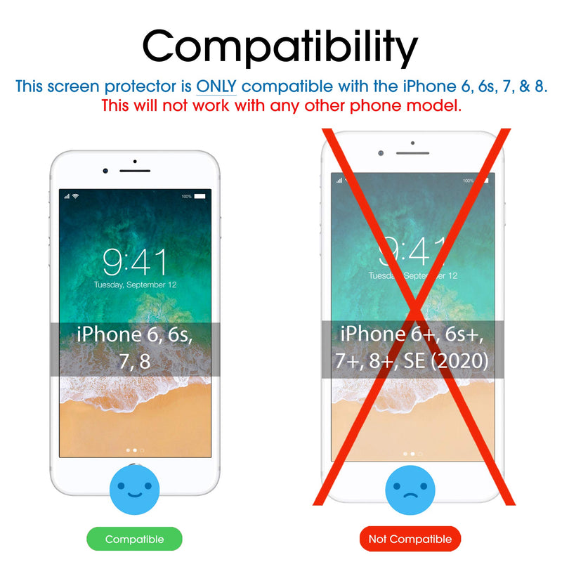 amFilm Glass Screen Protector for iPhone 8, 7, 6S, 6 (4.7 Inch)(2 Pack) Tempered Glass Screen Protector