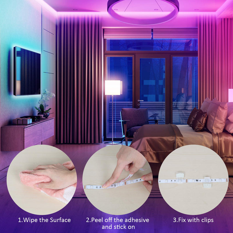 [AUSTRALIA] - LED Strip Light RGB,16.4ft UL Listed Color Changing Flexible Rope Lights Kit 150 LEDs with 44 Keys IR Remote Controller and Power Supply for Home, Bedroom, Kitchen Decoration 