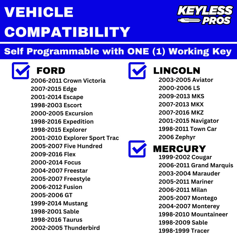 [AUSTRALIA] - KeylessPros 4-Button Replacement Key Fob Keyless Entry Remote, fits Ford, Lincoln, Mercury, Mazda Mustang, CWTWB1U345, CWTWB1U331 (2-Pack) 4-BTNx2 