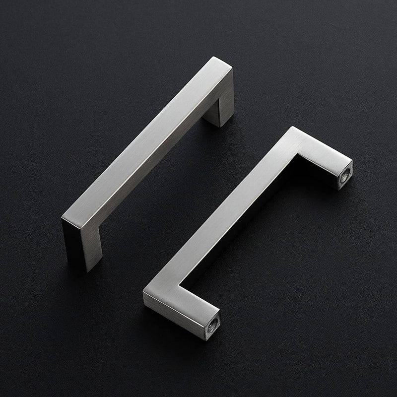 Ravinte 10 Pack 4 Inch Kitchen Square Cabinet Handles Satin Nickel Cabinet Pulls Brushed Nickel Drawer Pulls Kitchen Cabinet Hardware Kitchen Handles 4 Inch Hole Center