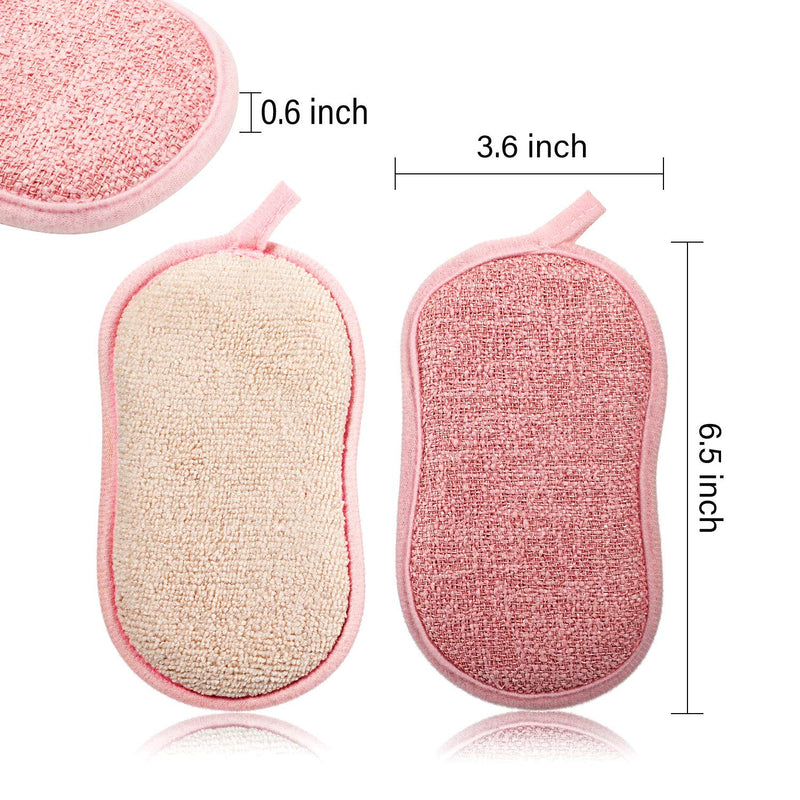 10 Pieces Reusable Sponges Kitchen Non Scratch Microfiber Sponge Scrubber Sponge Reusable Scouring Pads Dish Sponge for Kitchen Cleaning Dishes and Pots