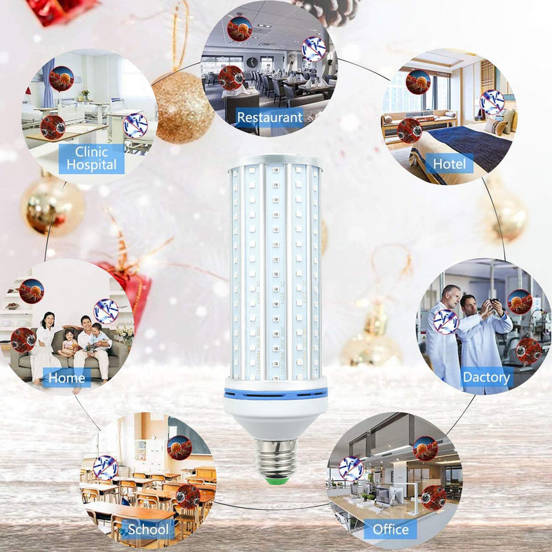TAISHAN 60W UV Germicidal Lamp, UV Sanitizer Bulb with E26/E27 Base,Remote Control Timer UV LED Corn Lamp Bulb for Warehouse,School,Home,Restaurant,Office