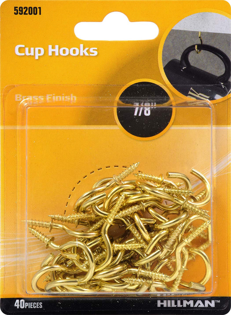 The Hillman Group 592001 Cup Hooks, 7/8-Inch, Brass, 40-Pack