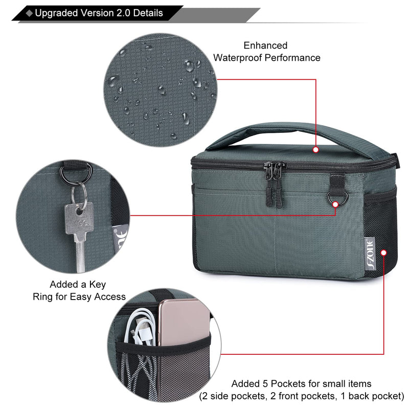 S-ZONE Water Resistant Camera Insert Bag with Sleeve Camera Case Upgraded Version 2.0 ArmyGreen