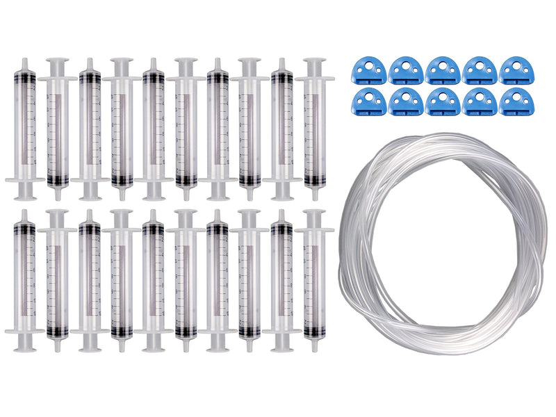 STEM Syringe Kit - 20 Plastic Syringes, 15-feet of Tubing, and 10 Syringe Adapters for Hydraulic and Pneumatic Engineering Projects