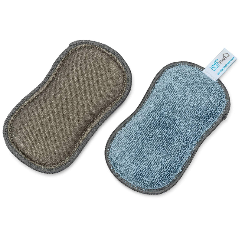 [AUSTRALIA] - Microfiber Sponge for Kitchen (6 Pack) - Suction Cup Hook Included , Reusable , Washable Dish Sponges with Scrubber, Refills, Scrubbing Side, Non-Scratching, Multi-Purpose, Scouring 