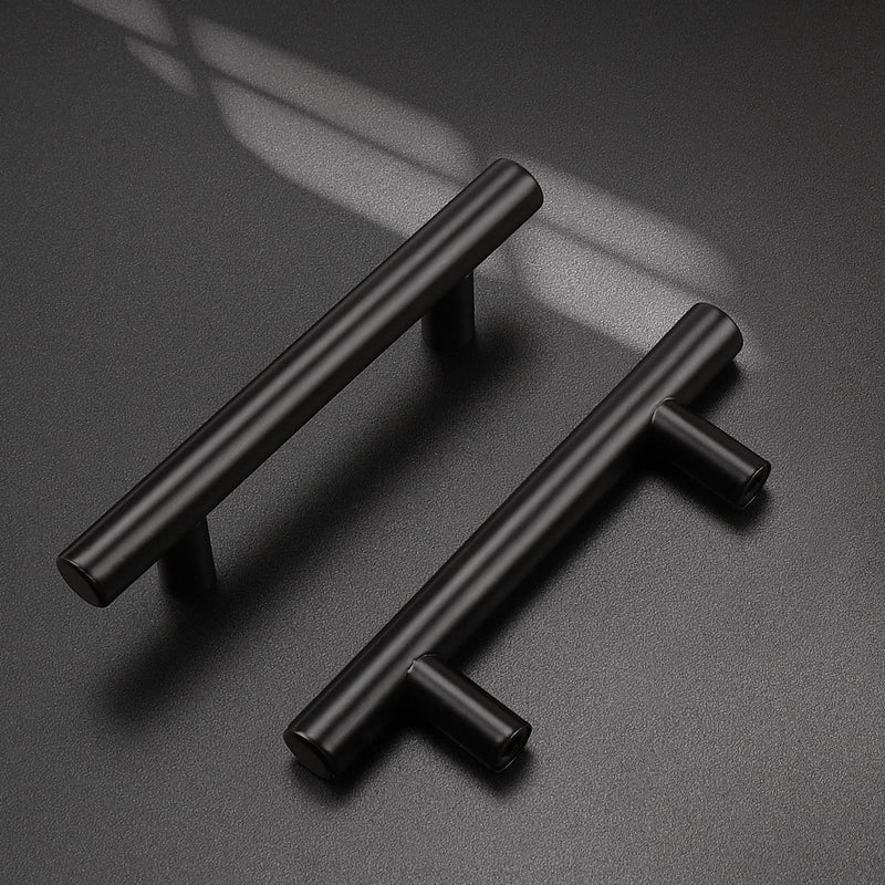 Probrico 5 Pack| Flat Black 3 Inch Center-to-Center Bar Cabinet Pull Modern Cabinet Hardware Kitchen Cabinet T Bar Handles Dresser Pulls, 5 Inch Total Length hole center 3"