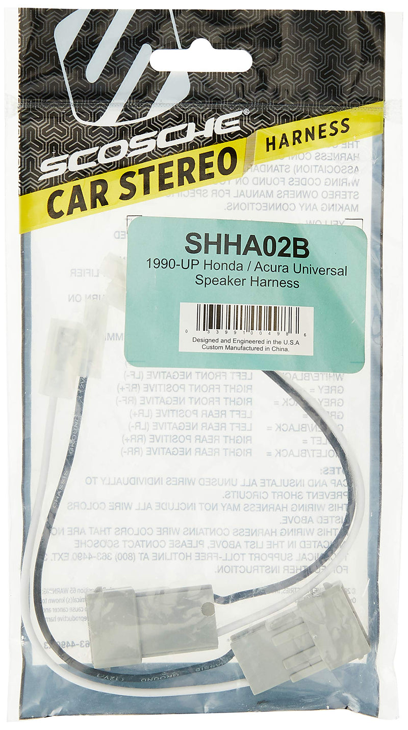 SCOSCHE SHHA02B Car Speaker Wiring Harness Connector Kit Compatible with 1990-Up Honda and Acura Vehicles Standard Packaging