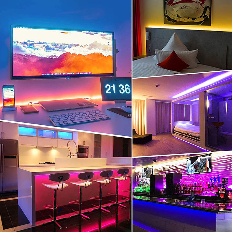 [AUSTRALIA] - 32.8ft LED Strip Lights, HitLights RGB Ultra Brighter Color Changing Led Tape Lights 5050 300 LEDs Flexible Light Strips with RF Remote, UL Power Supply for Home Room Party TV Bedroom 32.8FT 