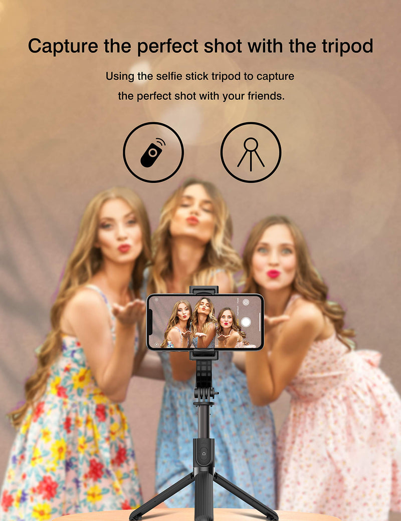 Selfie Stick Tripod Gimbal Stabilizer for Smartphone with Bluetooth Wireless Remote 360° Rotation Compatible with iPhone & Android