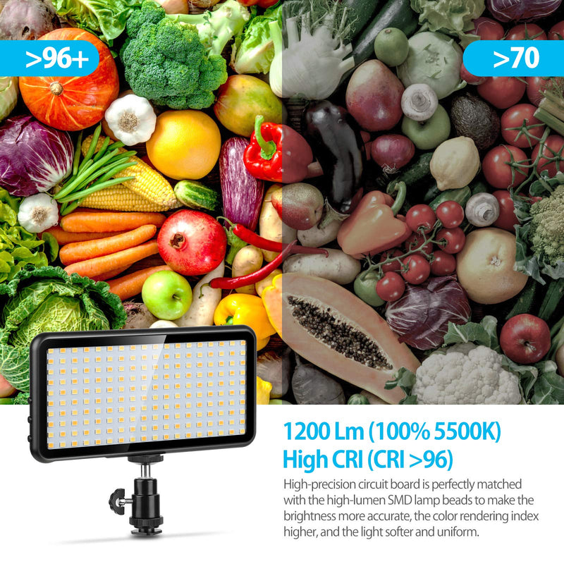 PEZAX 4000mAh Rechargeable Mountable Bicolor LED Video Light with Mini Panel for Professional DSLR Cameras | Photo Video Lighting | Long Battery Life | Fits Iphone, Sony, Canon, Nikon, Fuji, Panasonic Black