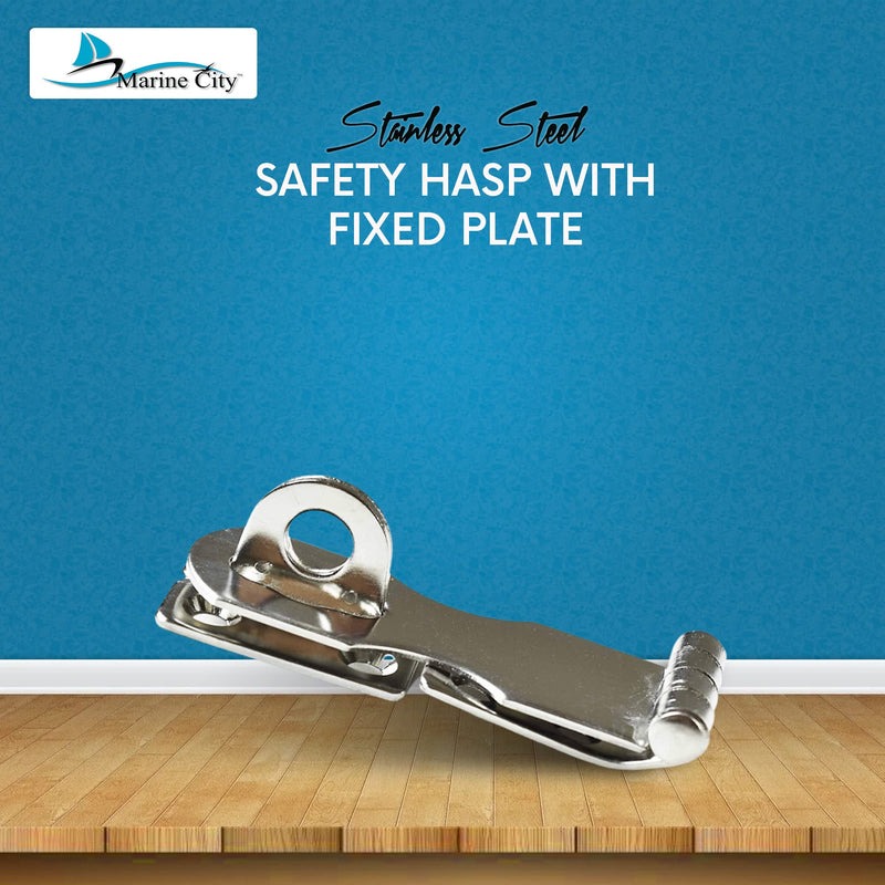 MARINE CITY Stainless-Steel Marine Safety Hasp with Fixed Plate 2-3/4 Inches
