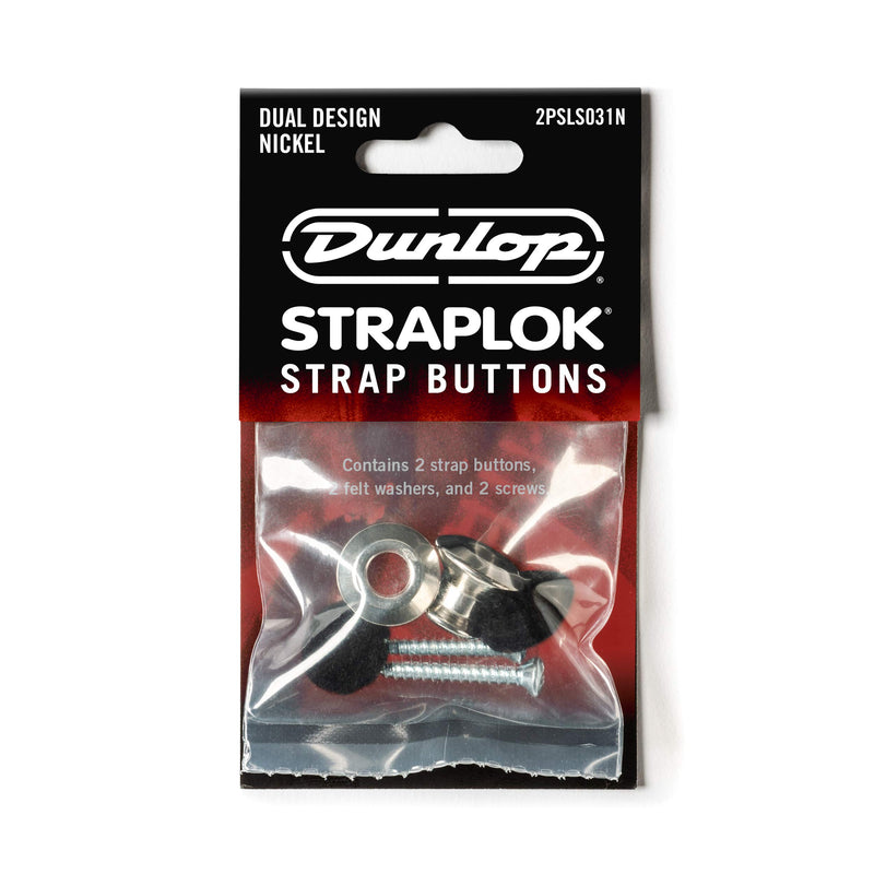 Jim Dunlop Straplok Dual Design Strap Button Set-Nickel-2/Set (2PSLS031N) Nickel