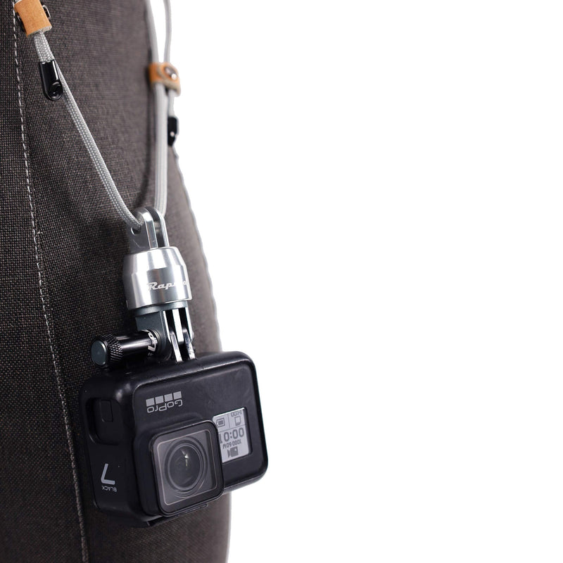 RapiLock Leash Quick Release Neck Strap (Silver) for GoPro Hero 9 8 7 6 5 4 3+ 3 2 1 Mounting Way Devices Such as Sony/Gamin/SJ4000/DJI/osmo Pocket. Includes 1 Adapter, 1 Buckle (Black), and 1 Strap. Silver