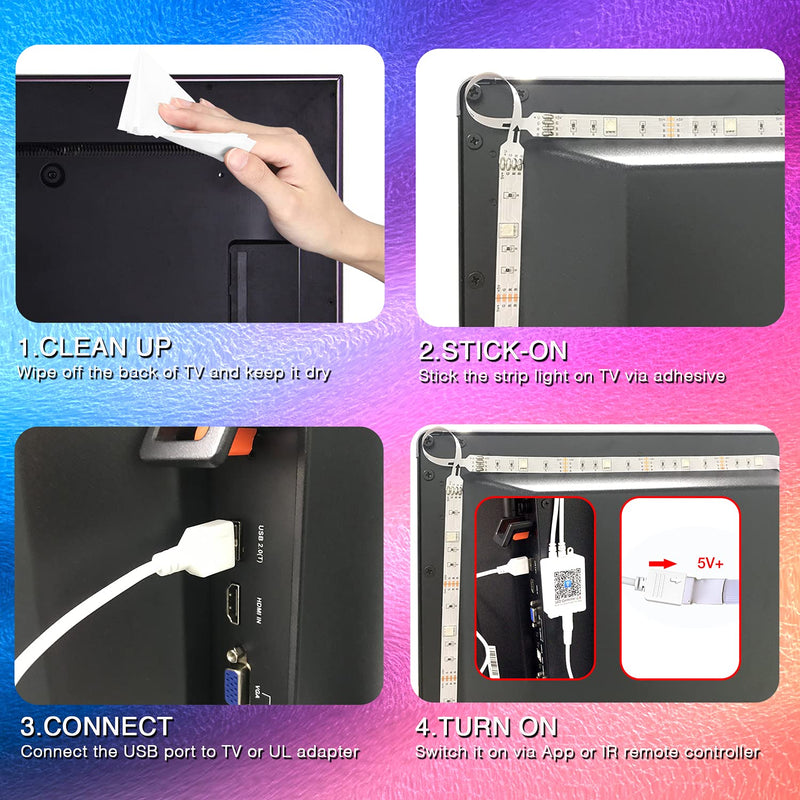 [AUSTRALIA] - DAYBETTER LED Lights for TV 65 Inch ,TV Led Backlight,15ft Led TV Lights,USB Led Strip Lights for TV 65-75 inch with Remote,Room Led Lights for Bedroom Bluetooth,HDTV Mood Lighting,Gaming Room Decor 15 ft 