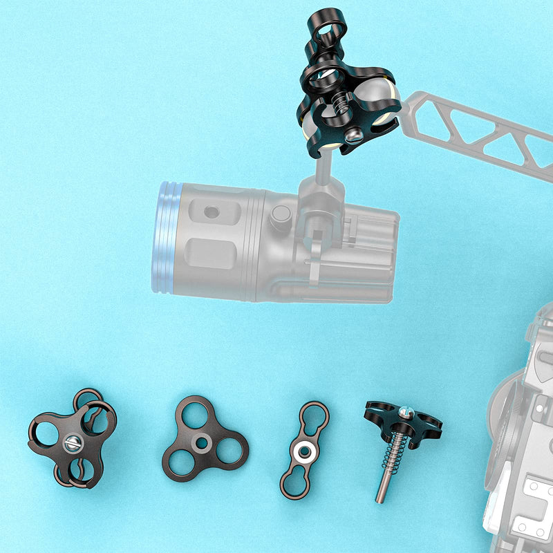 [AUSTRALIA] - Sea frogs Diving Essential Accessory Ball Arm Clamp Three Cut Out Hole Lighting Arm System Fixed Mount Waterproof Case Tray Attachment CP-3 Three Cut Out Hole Clamp 