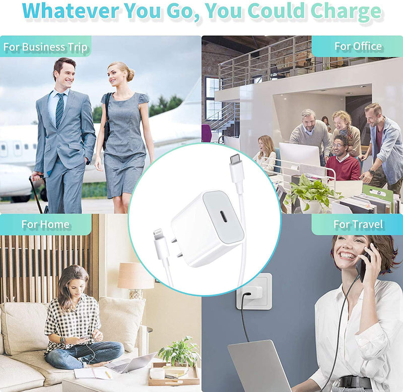 [Apple MFi Certified] iPhone Fast Charger, Stuffcool 20W USB C Power Delivery Wall Charger Plug with 6FT Type C to Lightning Quick Charge Data Sync Cord for iPhone 13/12/11/XS/XR/X/SE/iPad/AirPods Pro White