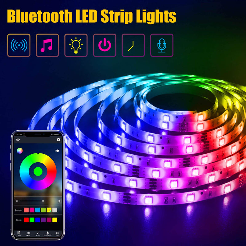 [AUSTRALIA] - maylit Led Strip Lights, 32.8ft Bluetooth App Controller RGB Led Light Strip, 5050 LEDs Music Sync Color LED Strip Lights Kit with Remote and 12V Power Supply for Bedroom, Room, Home Decor 