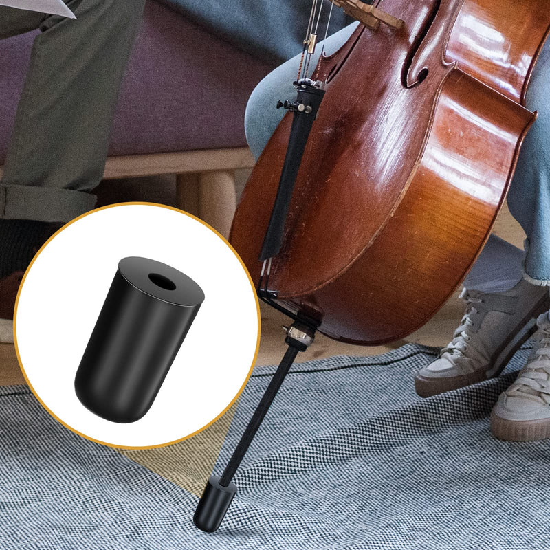 4 Pcs Cello Endpin Anchor Accessories Include Adjustable Strap with Thick Pad Endpin Stand Holder Cello Anti Slip Mat and Rubber Tip Floor Protectors for Cello Bass Instrument Accessories, Black