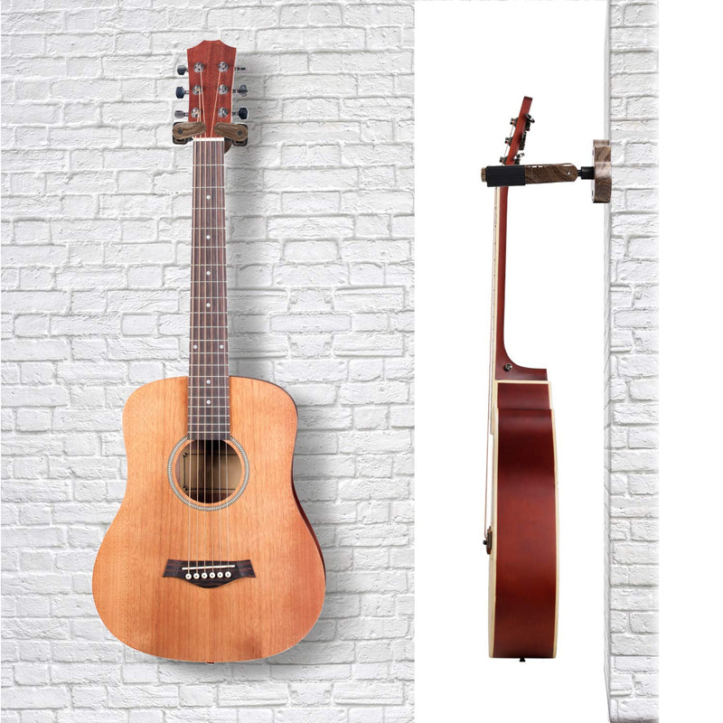 Guitar Wall Mount Hanger Auto Lock 2-Pack, Ohuhu Guitar Hanger Wall Hook Holder Stand for Bass Electric Acoustic Guitar, Black Walnut