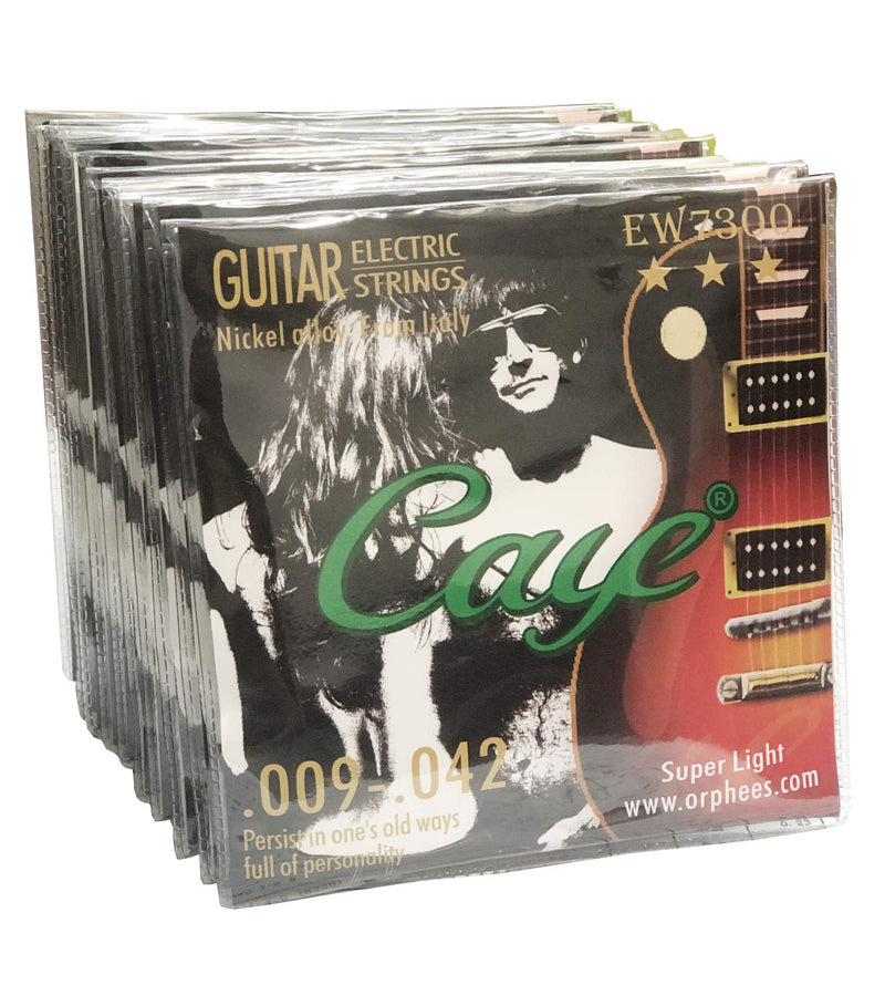 jiaoguo 10 Pack Caye EW7300 Nickel Plated Steel Electric Guitar Strings Super Light 009-042