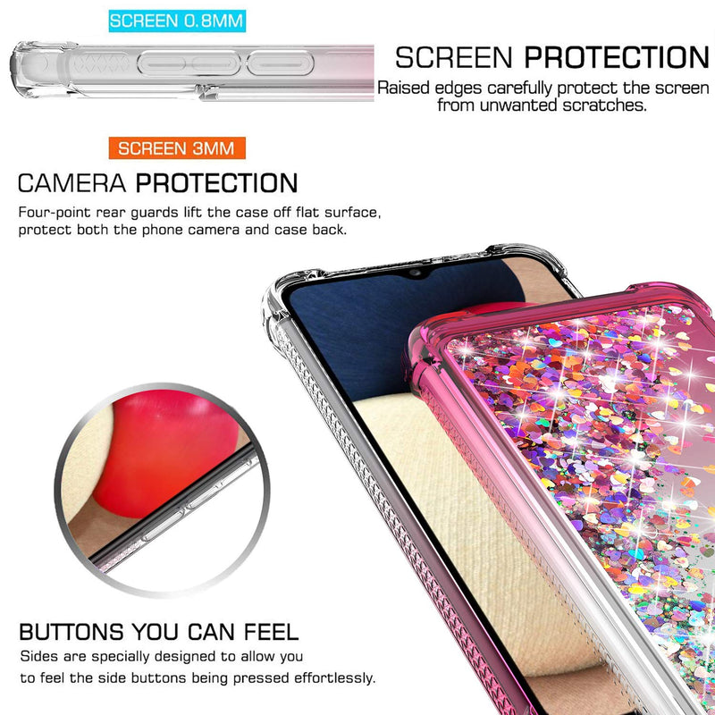 YZOK Samsung A02S Case,Galaxy A02S Case,with HD Screen Protector,Shockproof Protective Clear Case for Girls Women,Bling Sparkle Quicksand Hard Shell TPU Case for Samsung Galaxy A02S, Gradient Pink