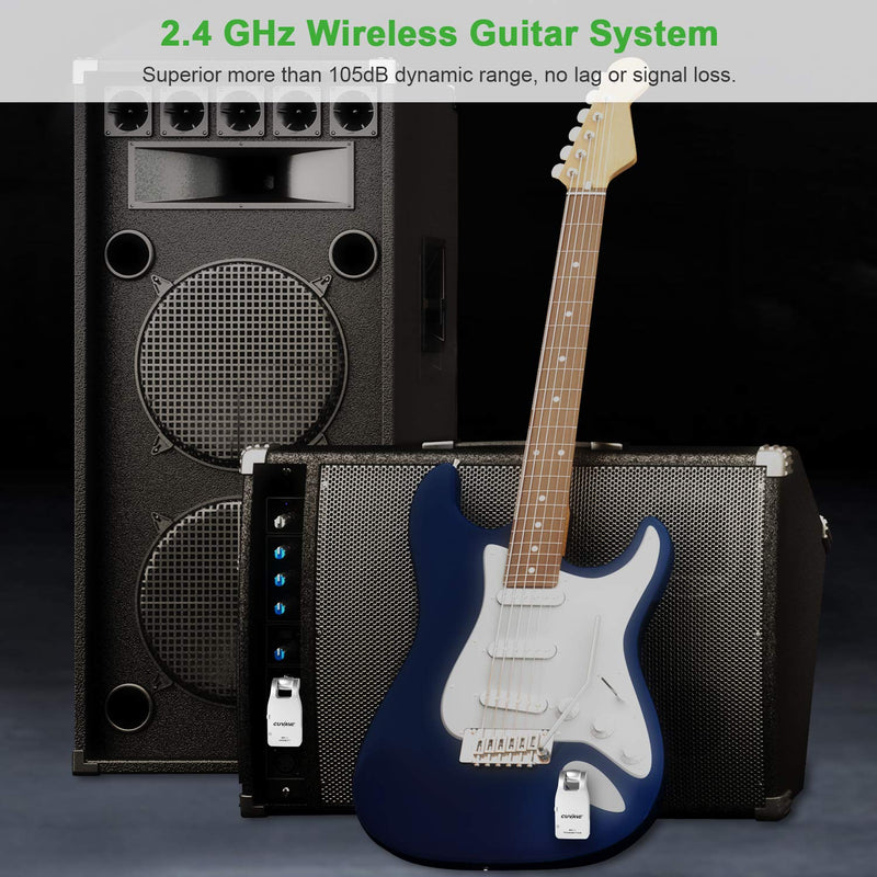 [AUSTRALIA] - Wireless Guitar System, Rechargeable Guitar Transmitter Receiver Set for Electric Guitar Bass silver 