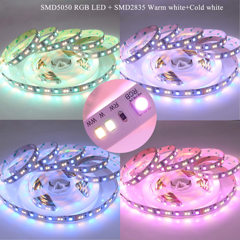 [AUSTRALIA] - LEDENET RGB W WW 24V Flexible LED Strip Lighting Full Color Changing Color Temperature Adjustable Cold White Warm White CCT RGB LED Tape Ribbon Lamp 5m 16.4ft Long Non-Waterproof 