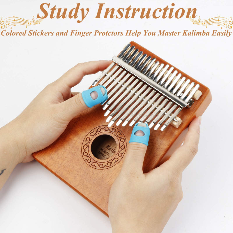 OurWarm Kalimba 17 Keys Thumb Piano, Portable Mbira Finger Piano with Study Instruction Tune Hammer and Protective Bag, African Musical Instruments, Wood Hand Piano Gifts for Kids and Adults Beginners