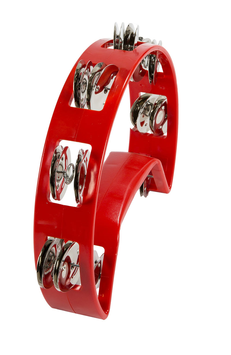 X8 Drums X8-TAMB-CR-RD Crescent Tambourine, Red, 16 Jingles