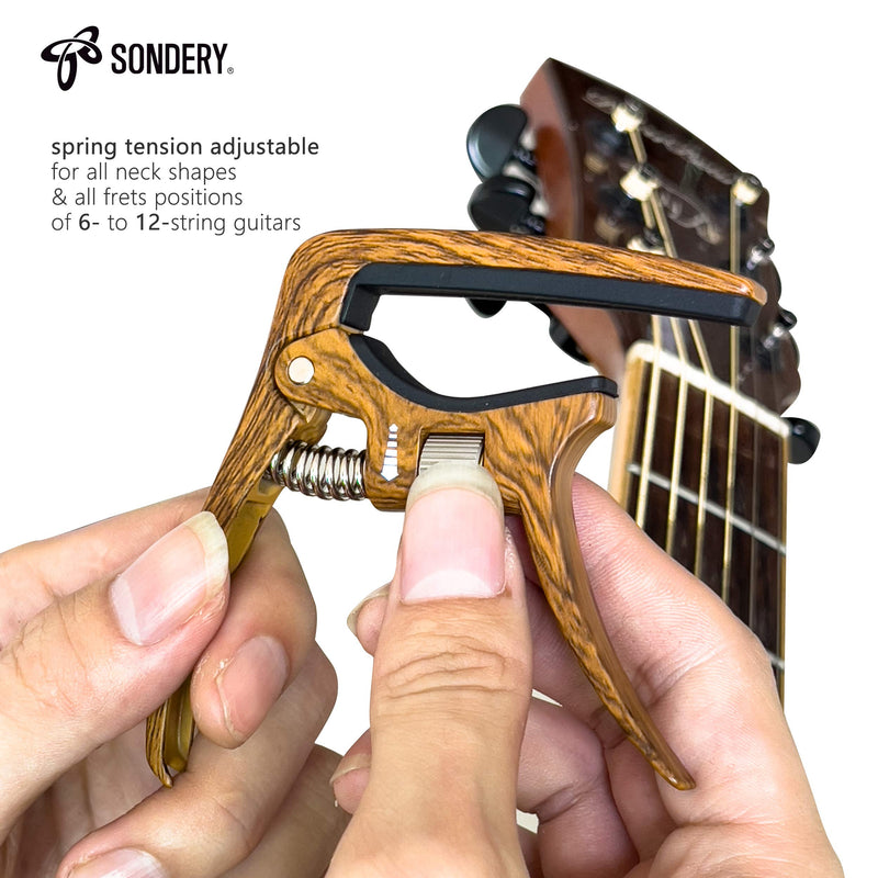 Capo for Acoustic and Electric Guitars, Trigger Tension Adjustable for Perfect Tone, Extra Strings Pin Puller, Hard Zinc Alloy Material