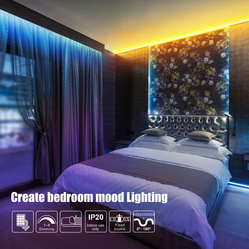 [AUSTRALIA] - PANGTON VILLA Led Strip Lights 16.4 ft RGB 5050 Color Kit with 24 Key Remote Control and Power Supply Mood Lamp for Room Bedroom Home Kitchen Indoor Decorations 