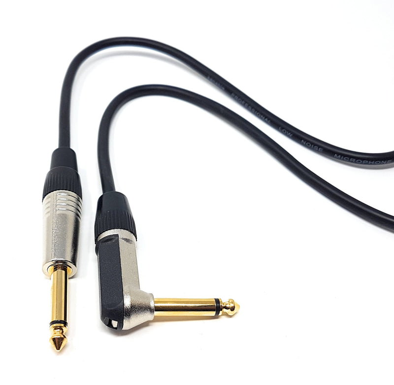 [AUSTRALIA] - MainCore 3m Right Angle MONO Jack 6.35mm to 6.35mm Audio Cable Lead for Guitar/Amplifier/Effects Pedal/AMP/Speaker/Mixer/Gold Plated Connectors (Available in 2m, 3m, 5m, 6m) (3m) 