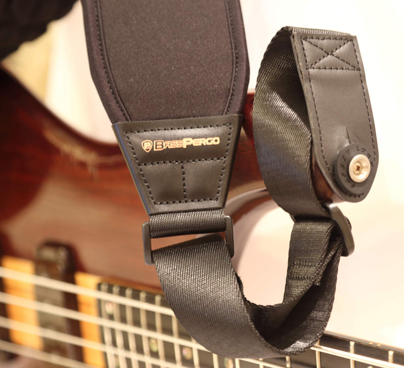 BASS PERGO AirCell Guitar Strap for Electric Guitar, Bass & Acoustic with 3.5" Wide Neoprene Pad w/ 4 Strap Locks, Adjustable Length from 47" to 55", Black – Soft & Durable