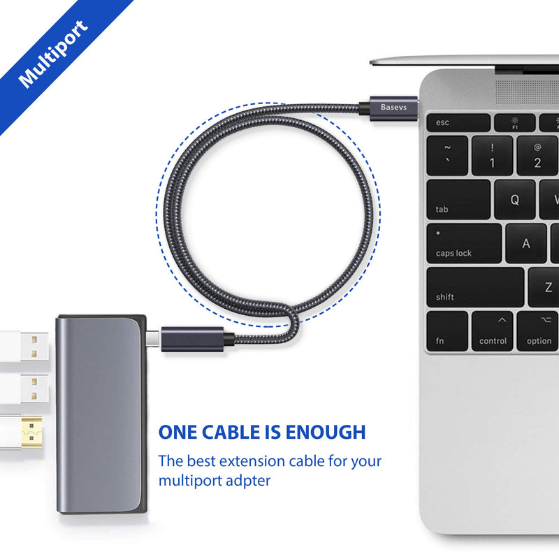 USB C Extension Cable (6ft/1.8m), Basevs USB Type C Male to Female Charging & Sync Extender Cord for MacBook Pro, Google Pixel 3/2 XL, USB-C Hub, Samsung S8 and More