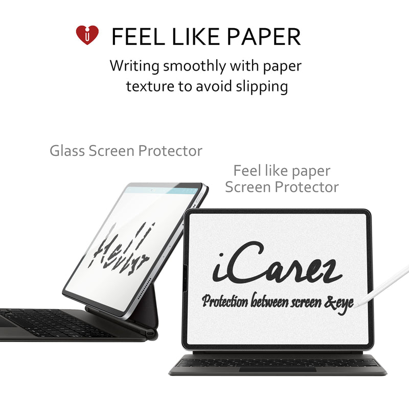 iCarez Paper Like Screen Protector for iPad Pro 11 2021/2020 / 2018 / iPad Air 4, 2-Pack Feels Writing on the Paper