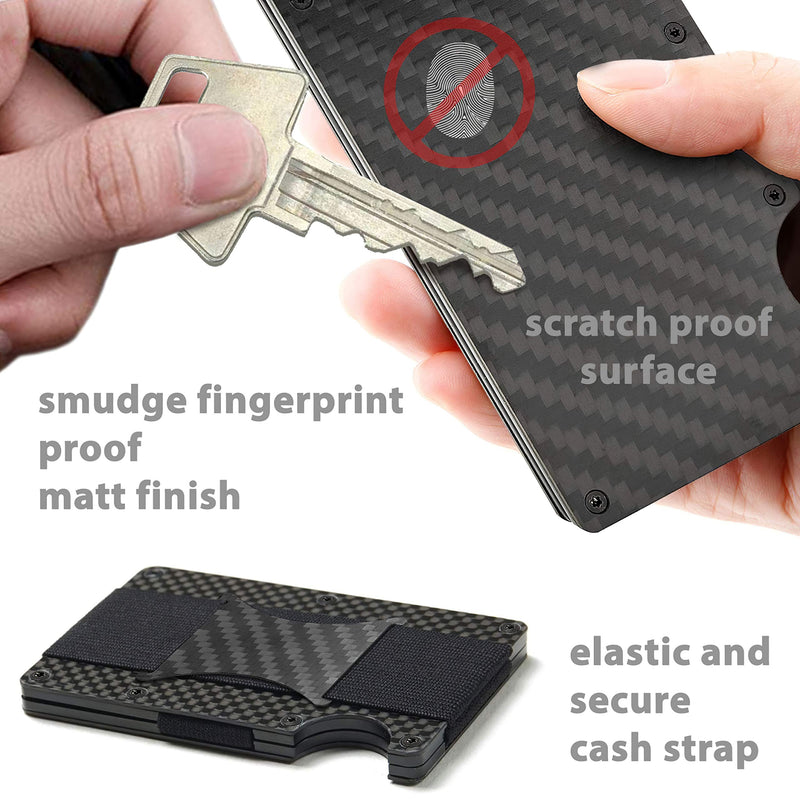 Minimalist Carbon Fiber Slim Wallet | Front Pocket Wallet | Carbon Fiber Money Clip | Carbon Wallet | Credit Card Holder for Men | Metal Wallet| The Money Clip“ | 2021 Version