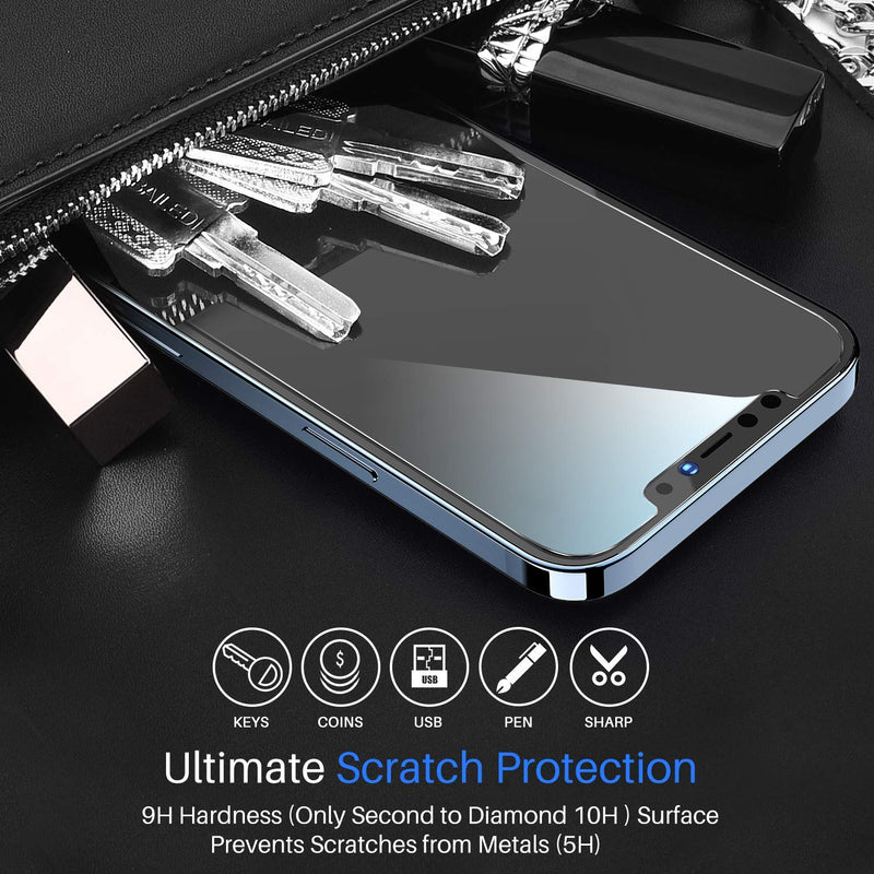 TOZO Compatible for iPhone 12 Pro Max Screen Protector 3 Pack Premium Tempered Glass 0.26mm 9H Hardness 2.5D Film Easy install 6.7 inch