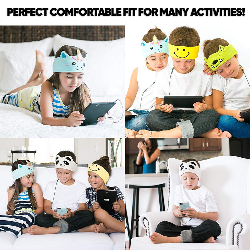 CozyPhones Over The Ear Headband Headphones - Kids Headphones Volume Limited with Thin Speakers & Super Soft Stretchy Headband - Mystic Unicorn Purple