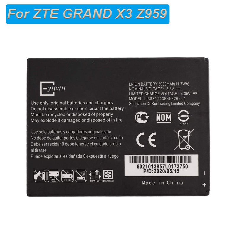 New Li-Polymer Replacement Battery Li3831T43P4H826247 Compatible with ZTE Grand X 3 Grand X 3 LTE Z959 with Tools
